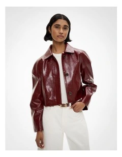 Tailored Crop Jacket in Bordeaux