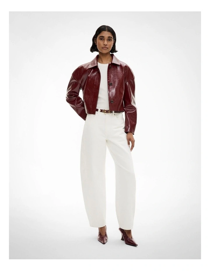 Tailored Crop Jacket in Bordeaux image 2