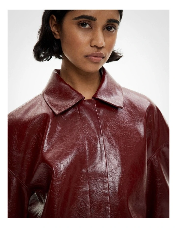 Tailored Crop Jacket in Bordeaux image 3