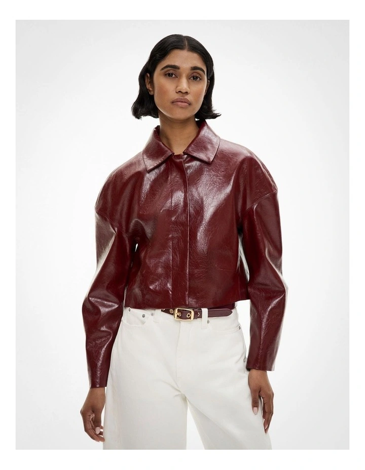 Tailored Crop Jacket in Bordeaux image 4