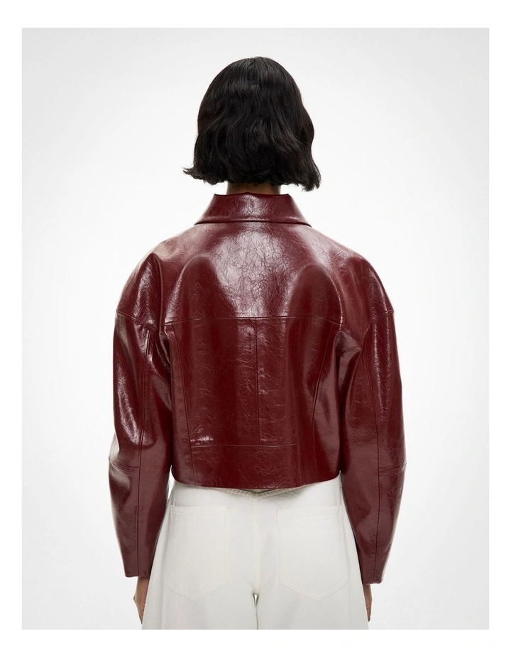 Tailored Crop Jacket in Bordeaux image 5