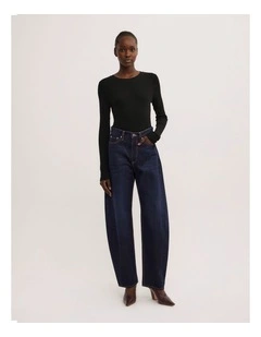 Barrel Leg Jeans in Raw Denim