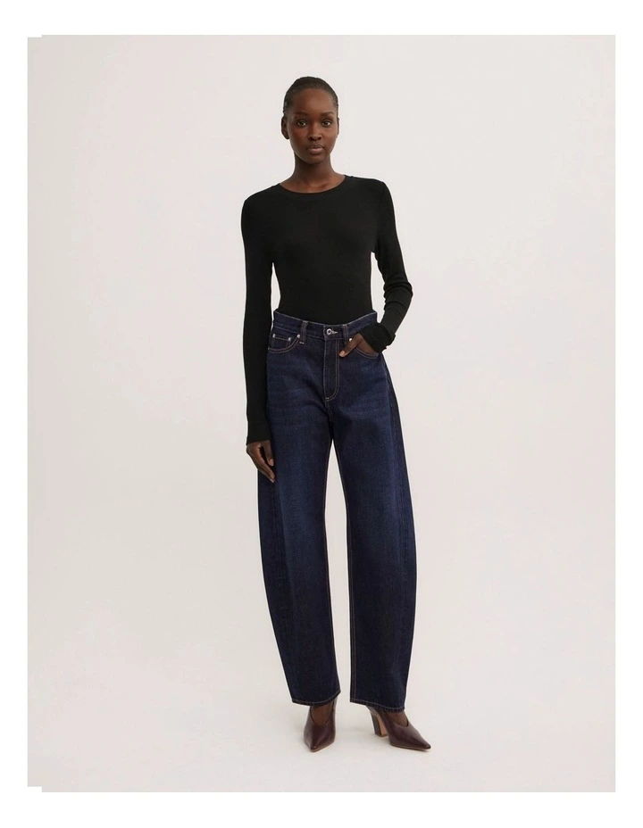 Barrel Leg Jeans in Raw Denim image 1