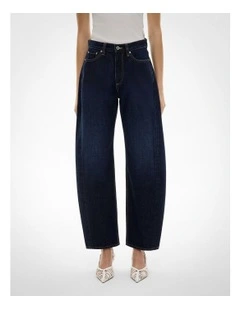 Barrel Leg Jeans in Raw Denim