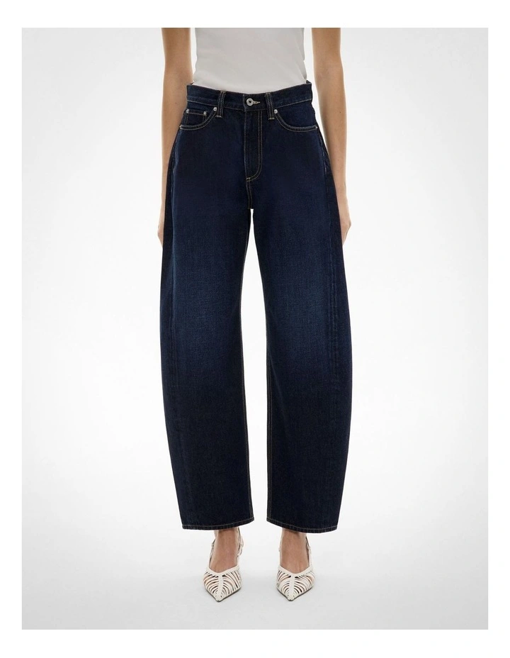 Barrel Leg Jeans in Raw Denim image 1