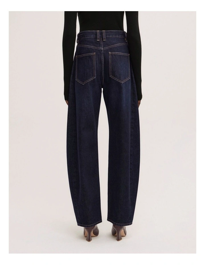 Barrel Leg Jeans in Raw Denim image 2