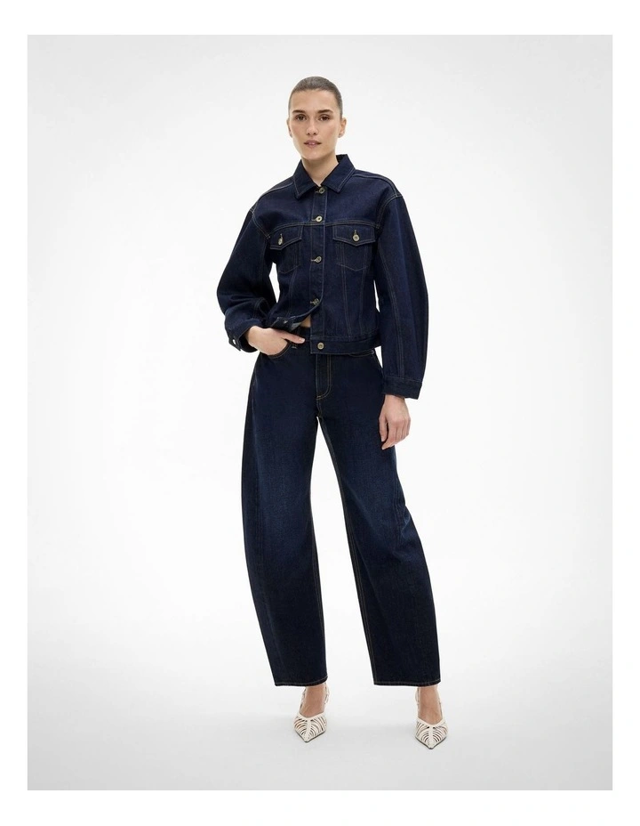 Barrel Leg Jeans in Raw Denim image 2