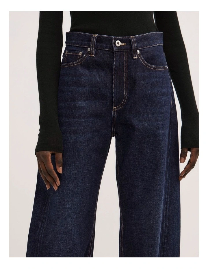 Barrel Leg Jeans in Raw Denim image 3