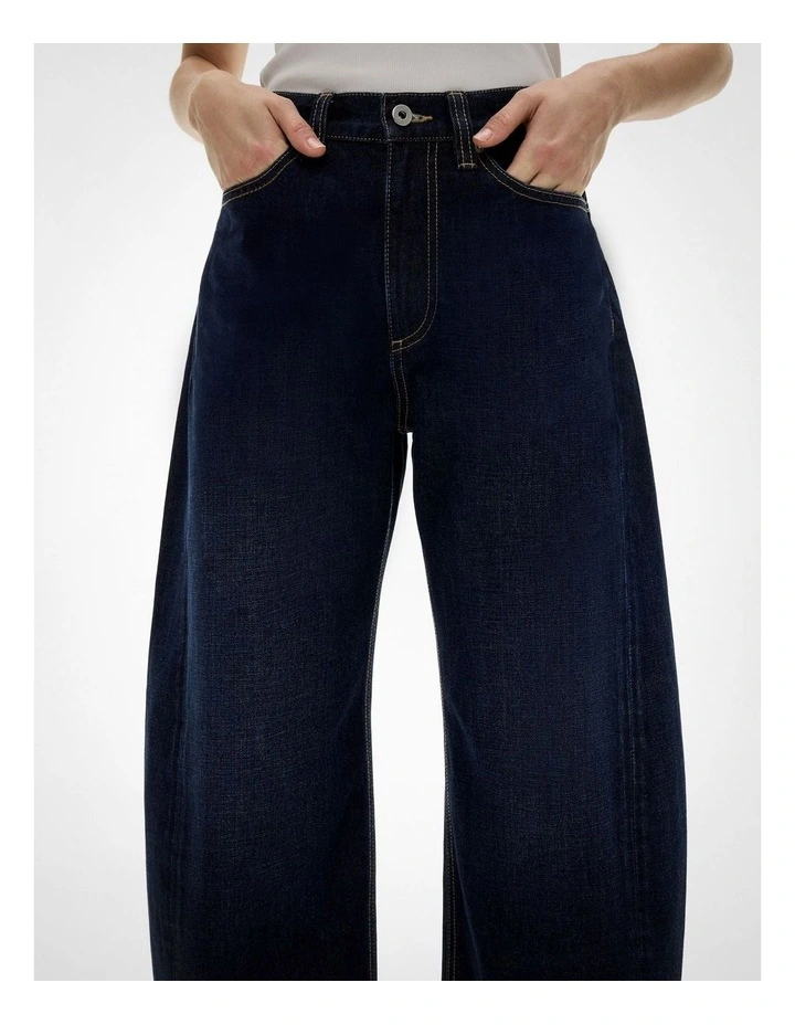 Barrel Leg Jeans in Raw Denim image 3