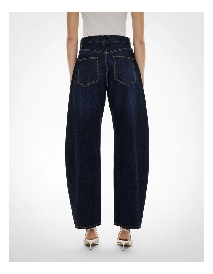 Barrel Leg Jeans in Raw Denim image 4