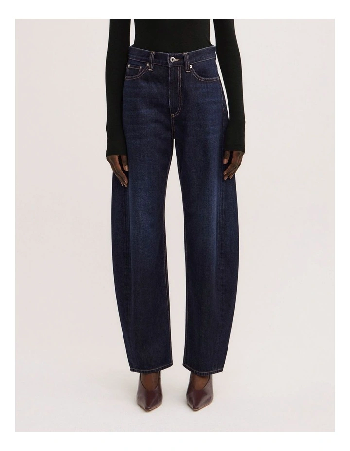 Barrel Leg Jeans in Raw Denim image 5