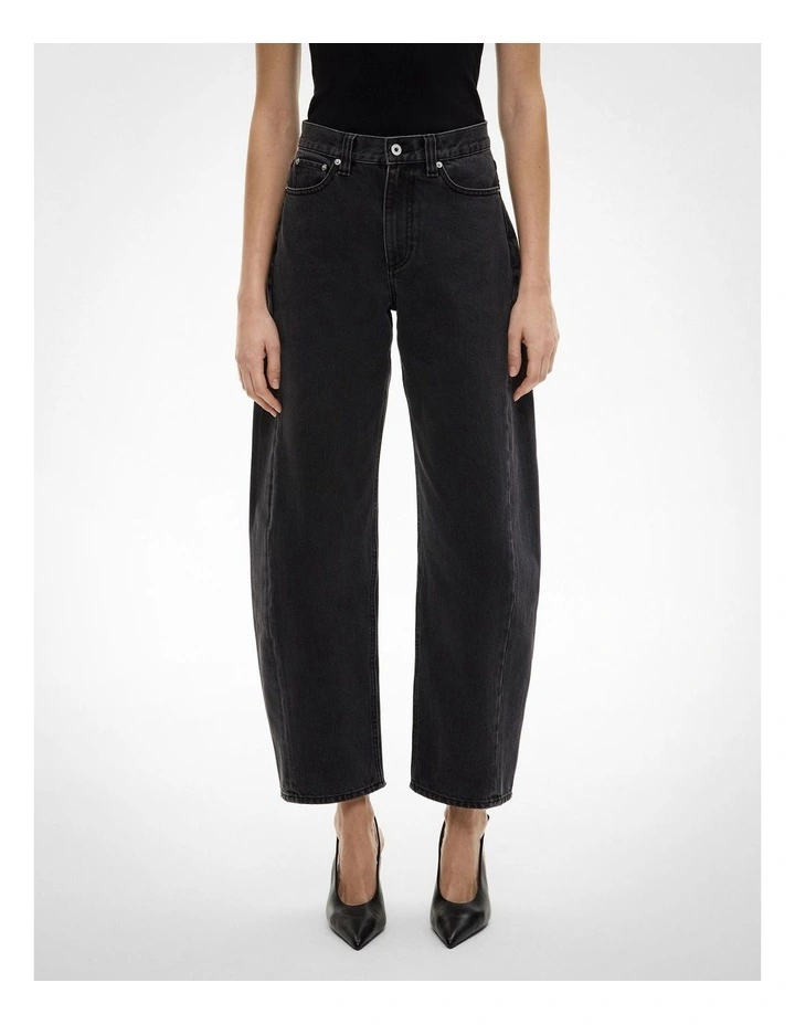 Barrel Leg Jeans in Washed Black image 1