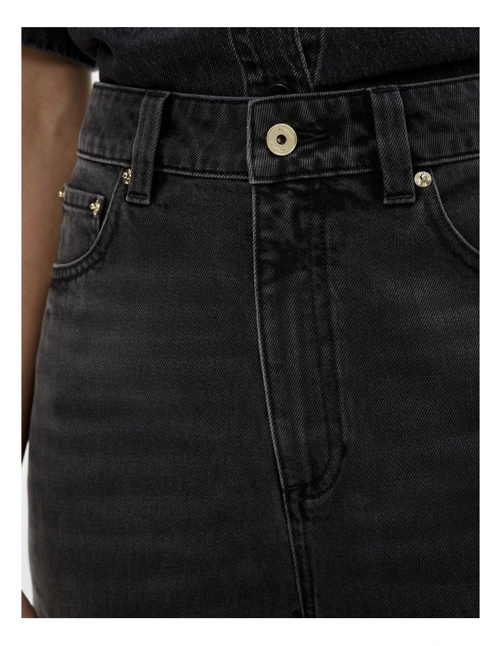 Button Detail Jeans in Washed Black image 3