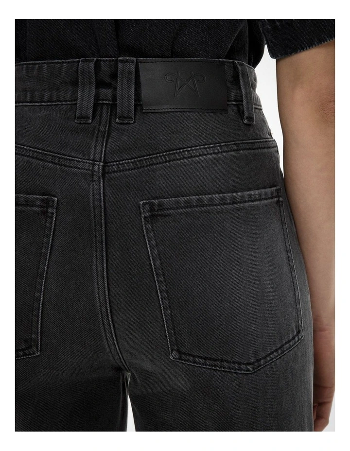 Button Detail Jeans in Washed Black image 4