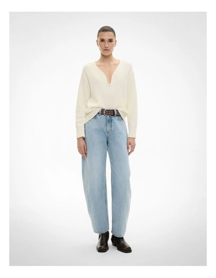 Shaped Neck Knit Jumper in Chalk image 2
