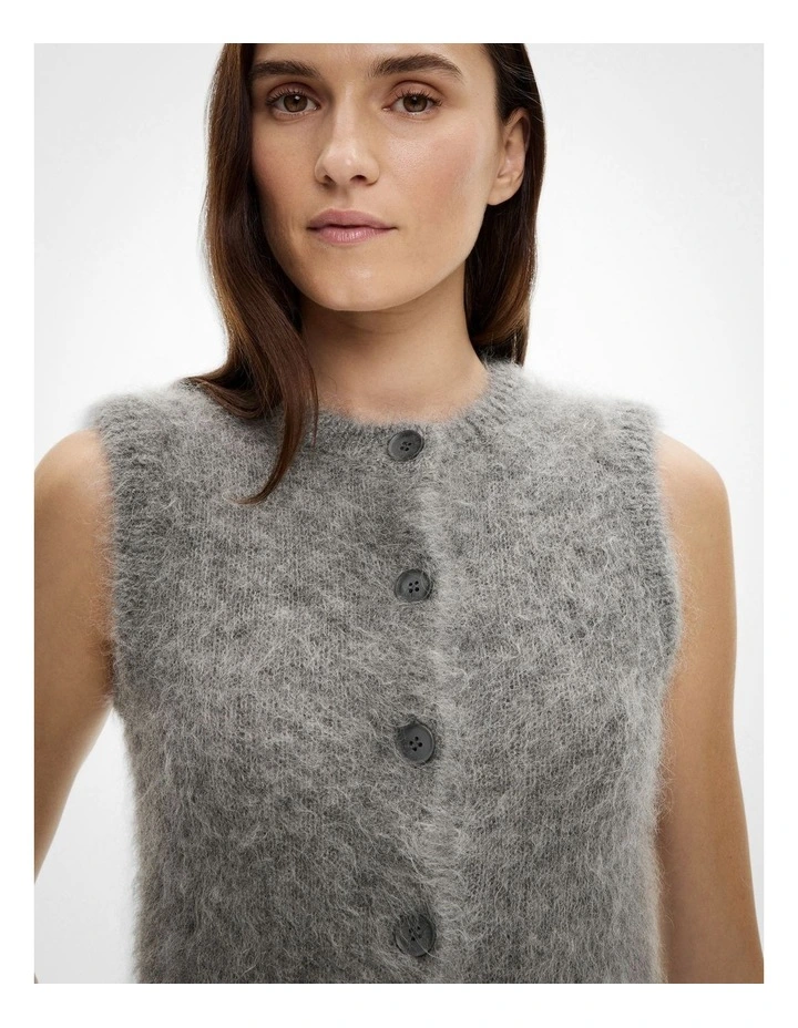 Fluffy Crew Knit Vest in Grey Marle image 2