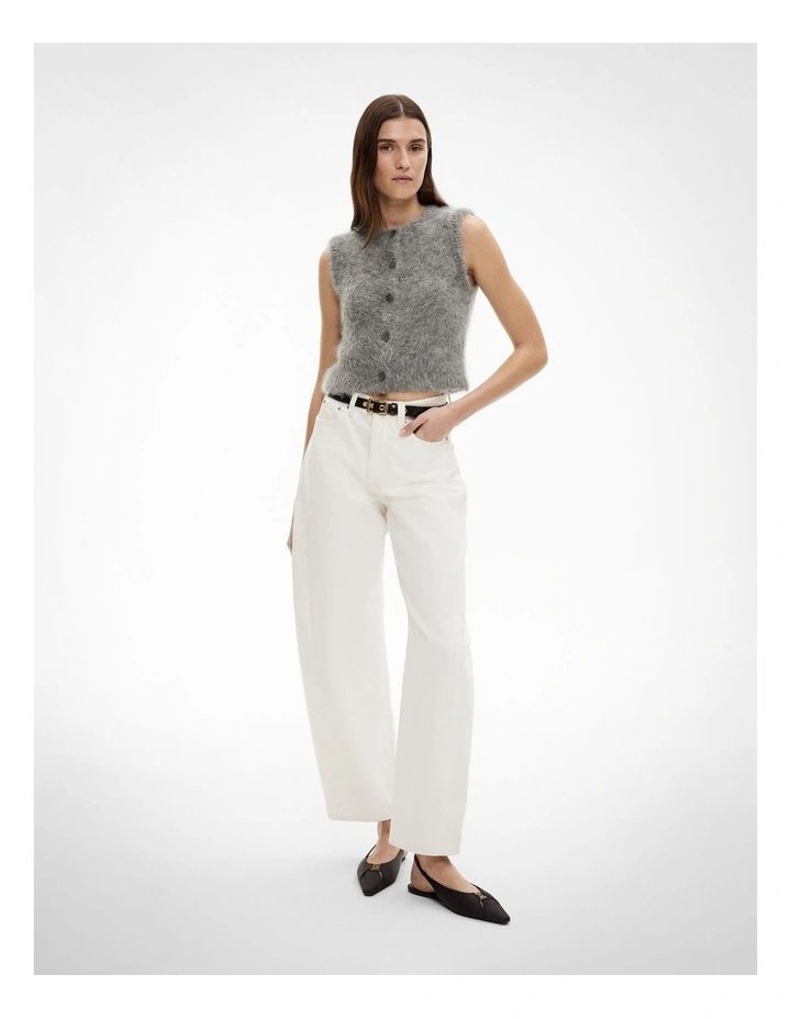 Fluffy Crew Knit Vest in Grey Marle image 3