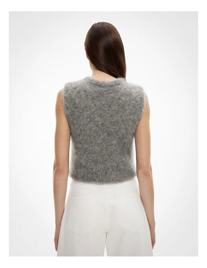 Fluffy Crew Knit Vest in Grey Marle image 4