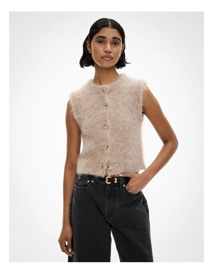 Fluffy Crew Knit Vest in Truffle Marle image 1