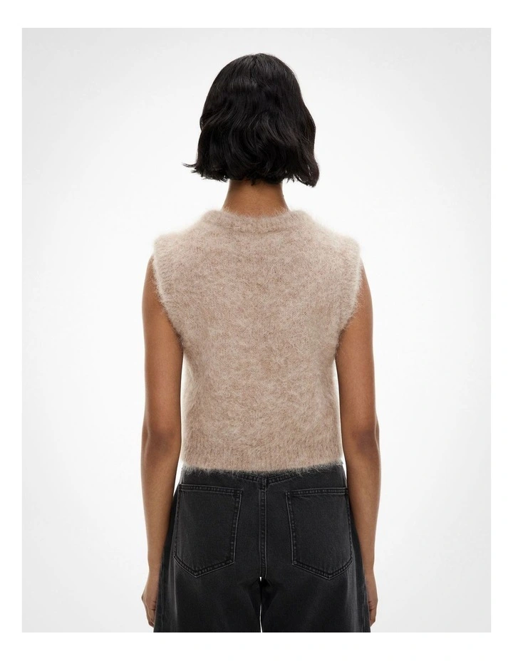 Fluffy Crew Knit Vest in Truffle Marle image 4