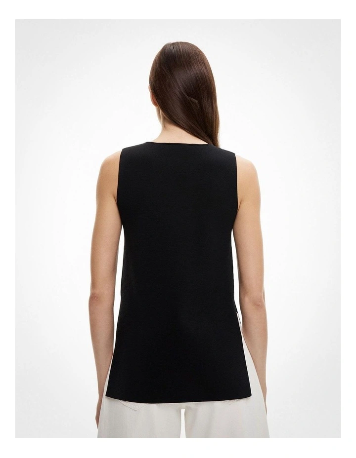 Knit Longline Tank Top in Black image 5