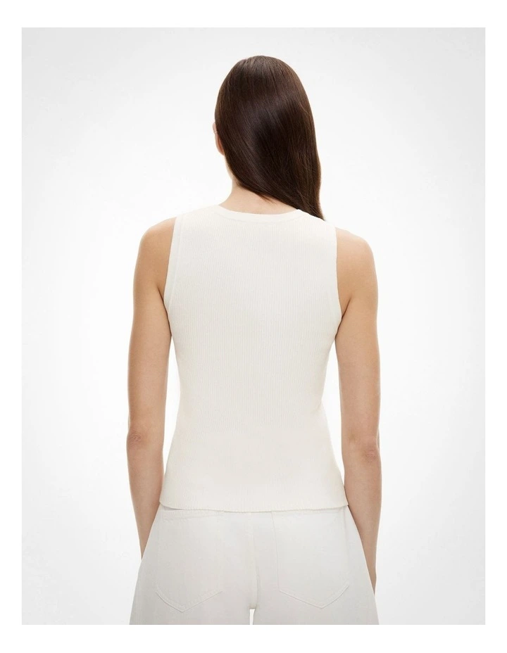 Zip Front Knit Tank Top in Fresh White image 4