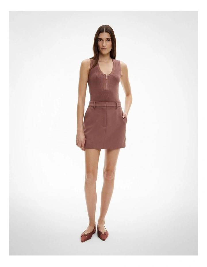 Zip Front Knit Tank Top in Maple Rose image 4