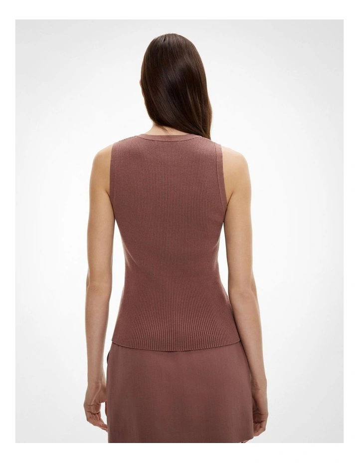 Zip Front Knit Tank Top in Maple Rose image 5
