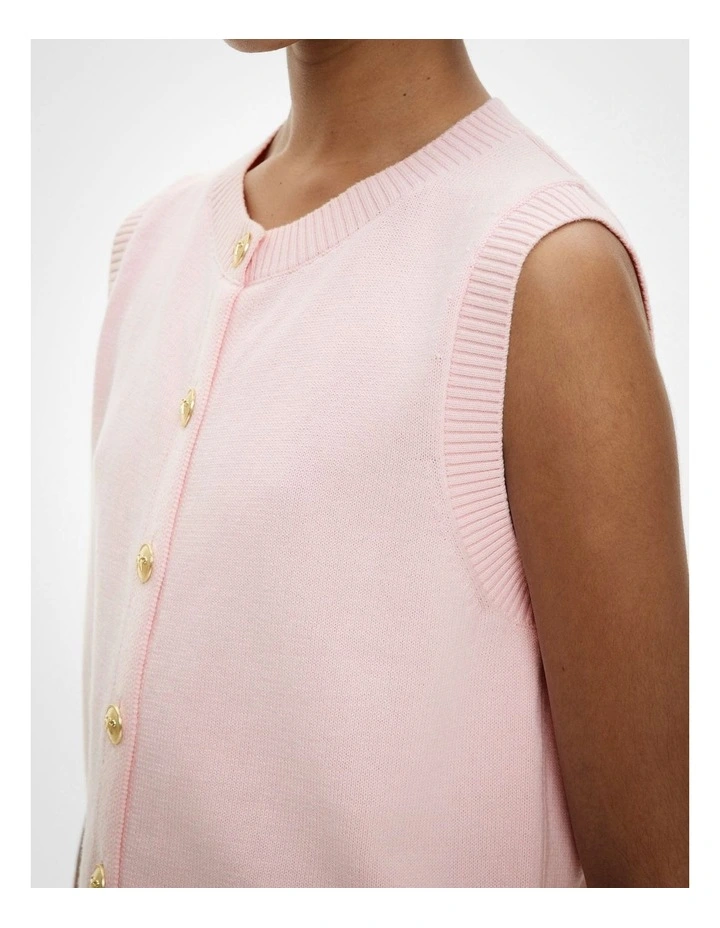 Knit Button Tank Top in Powder image 4