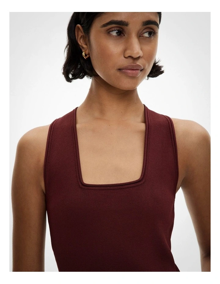 Compact Square Neck Tank Top in Bordeaux image 3