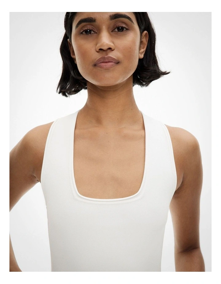 Compact Square Neck Tank Top in Fresh White image 3