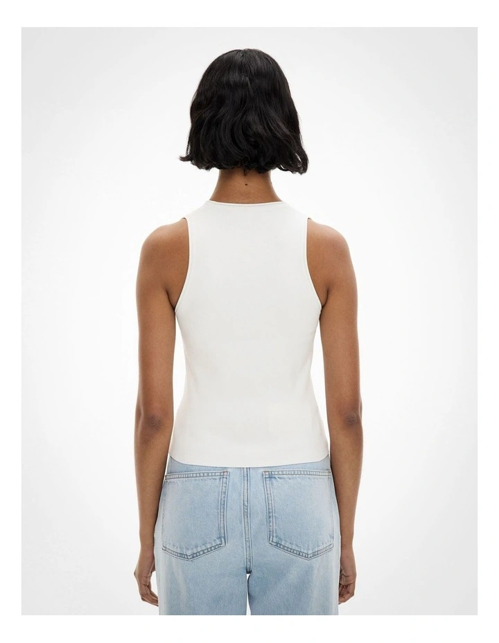 Compact Square Neck Tank Top in Fresh White image 5