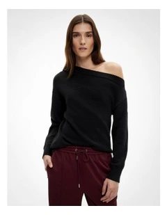 Asymmetric Slouch Knitwear in Black