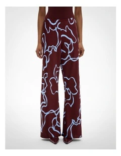 Bias Pull On Pant in Bordeaux Print