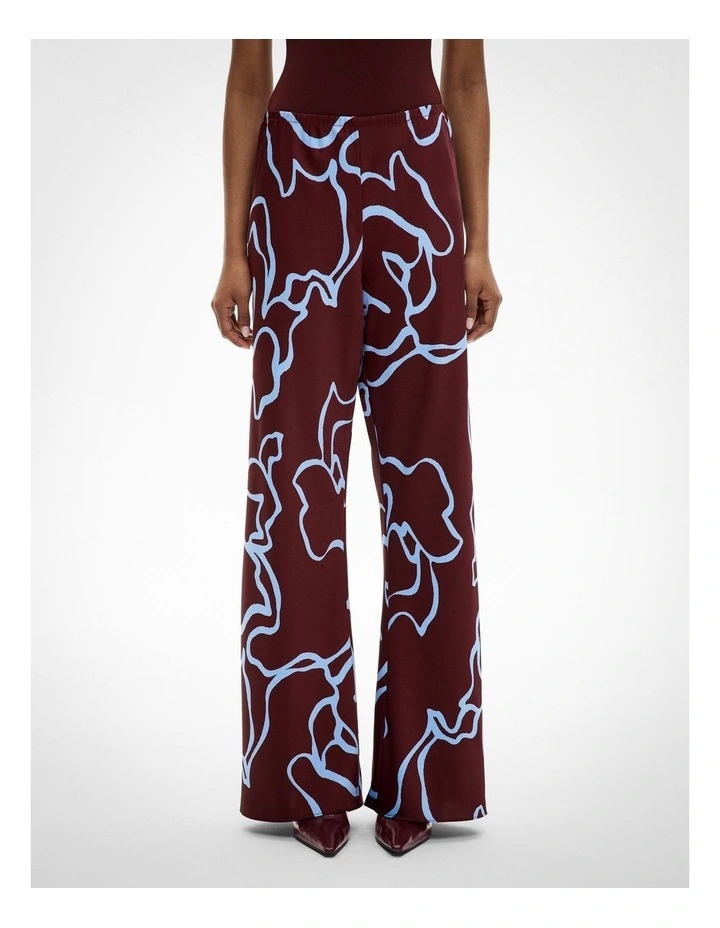Bias Pull On Pant in Bordeaux Print image 1