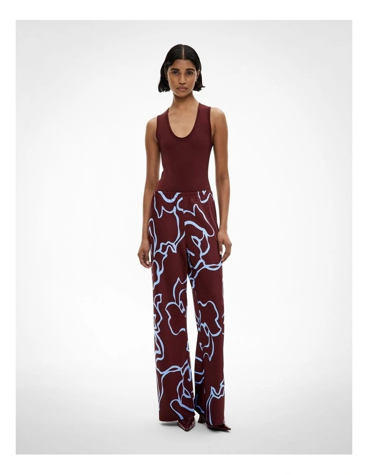 Bias Pull On Pant in Bordeaux Print image 2