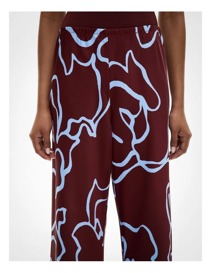 Bias Pull On Pant in Bordeaux Print image 3