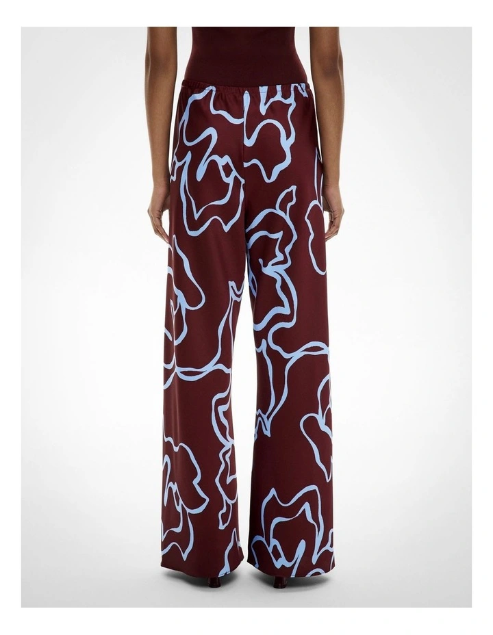 Bias Pull On Pant in Bordeaux Print image 4