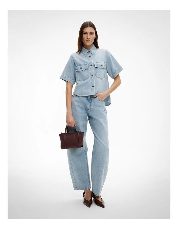 Patch Pocket Denim Shirt in Light Vintage Wash image 2