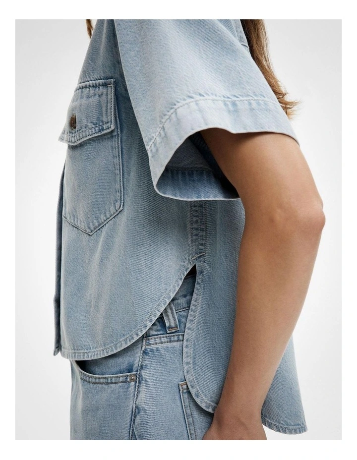 Patch Pocket Denim Shirt in Light Vintage Wash image 4