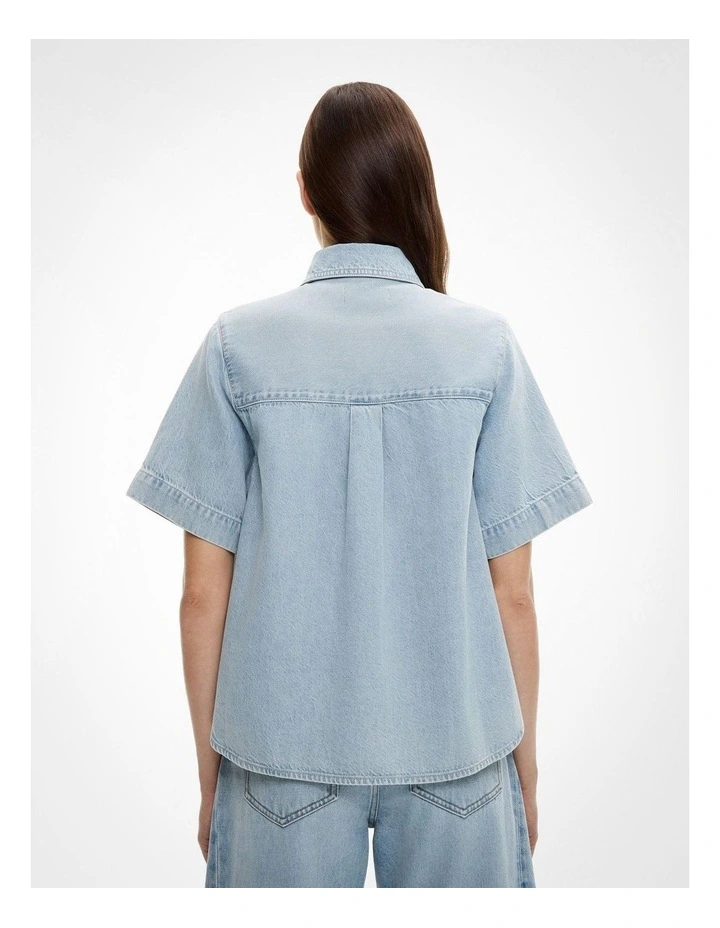 Patch Pocket Denim Shirt in Light Vintage Wash image 5