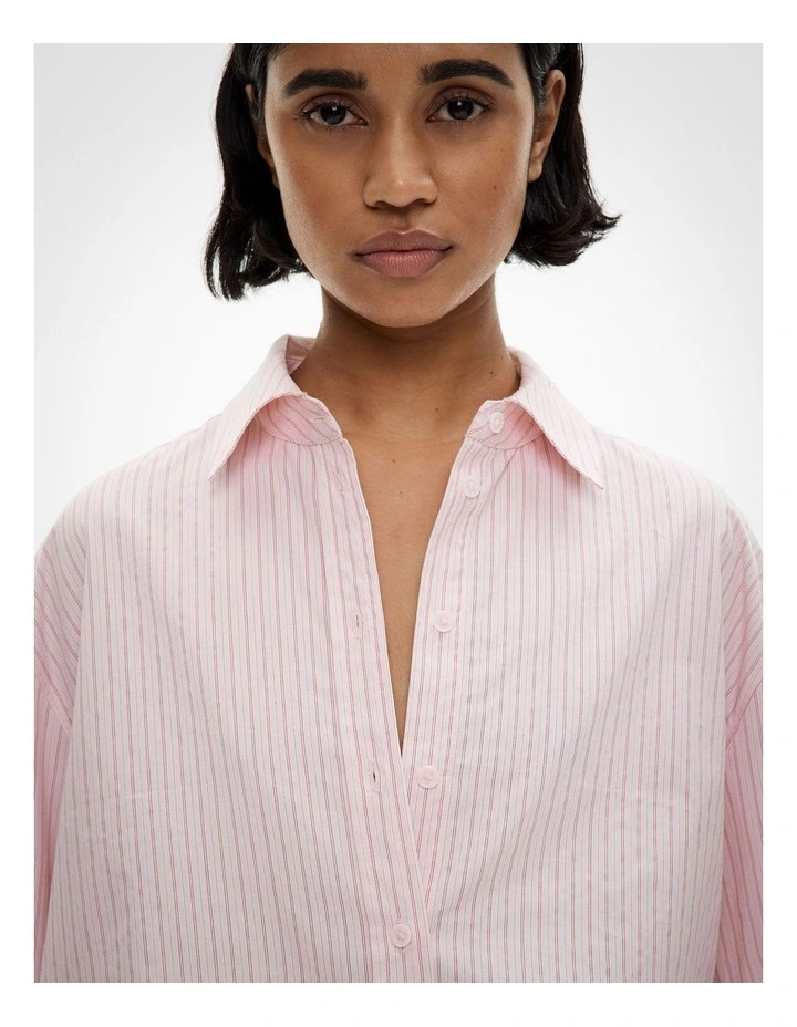 Double Cuff Shirt in Powder Stripe image 5