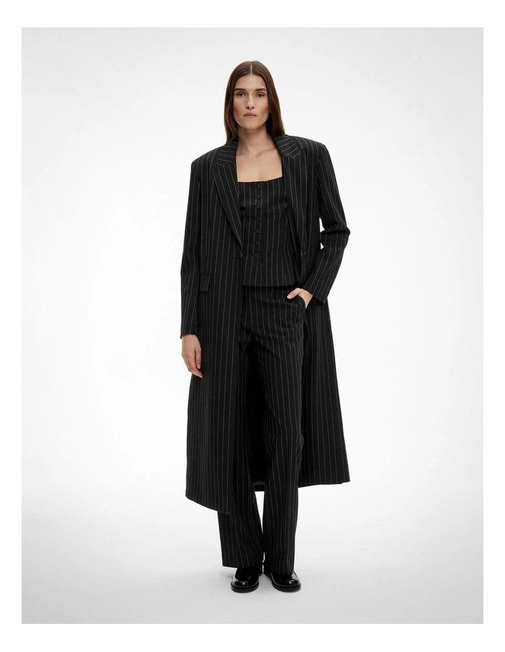 Pinstripe Fitted Top in Black image 4