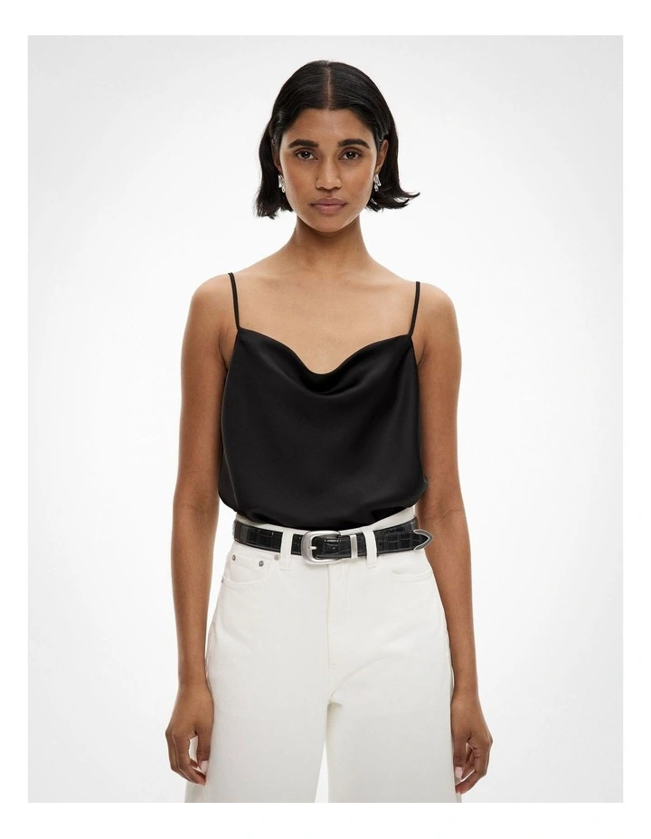 Cowl Neck Camisole in Black image 1