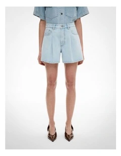 A Line Denim Shorts in Light Vintage Wash