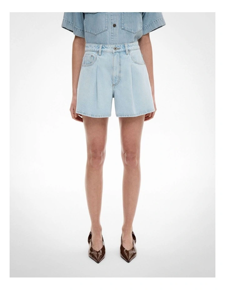 A Line Denim Shorts in Light Vintage Wash image 1