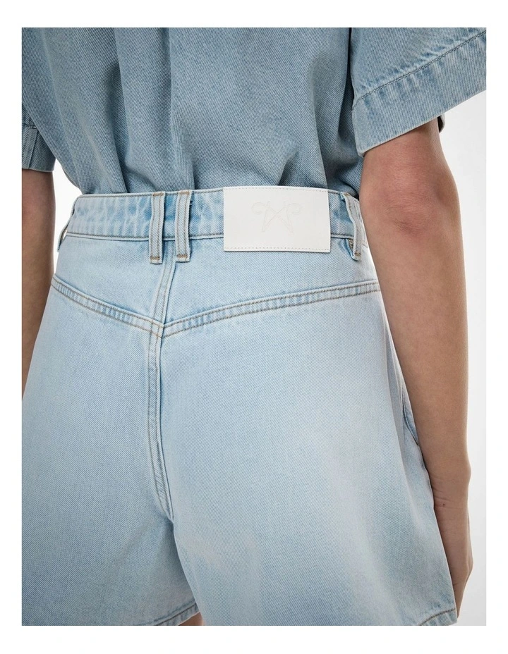 A Line Denim Shorts in Light Vintage Wash image 4