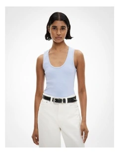 Scoop Rib Tank Top in Soft Violet