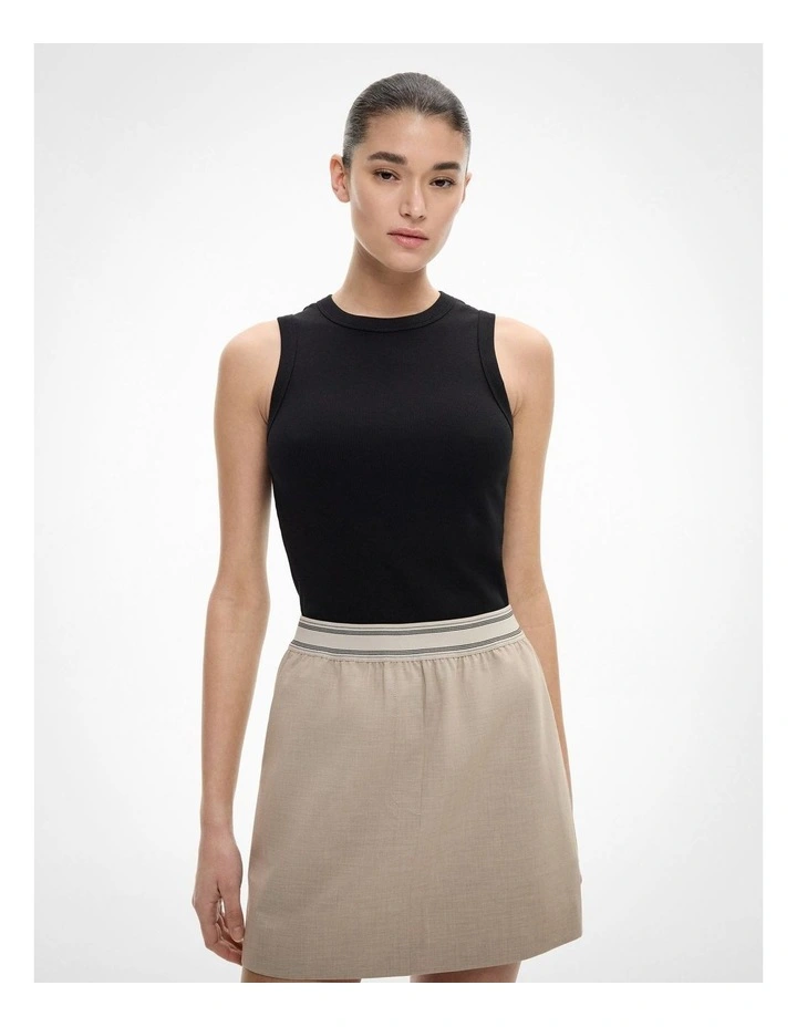 Crew Rib Tank Top in Black image 1
