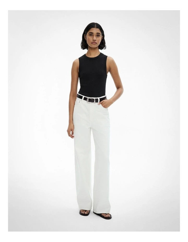 Crew Rib Tank Top in Black image 2